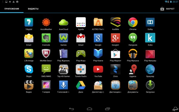 Операционная система планшета Acer Iconia A3-A11 3G