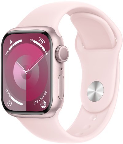 Фото товара Apple Watch Series 9 45mm Pink Aluminum Case with Light Pink Sport Band (GPS) (размер S/M)