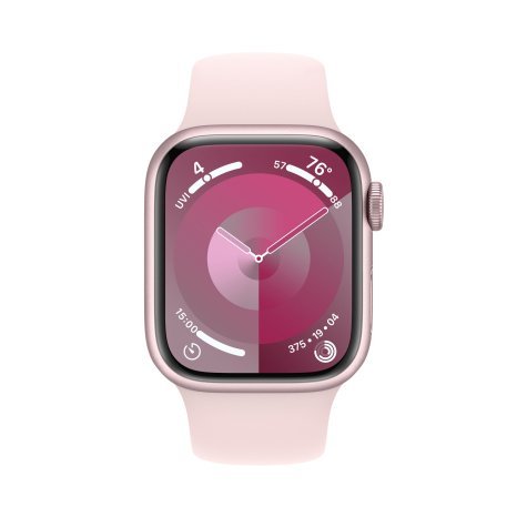 Фото товара Apple Watch Series 9 45mm Pink Aluminum Case with Light Pink Sport Band (GPS) (размер S/M)