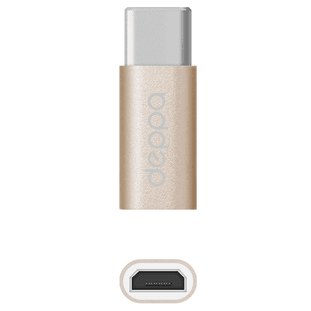 Переходник Deppa Type-C - micro USB, алюминий (золото)
